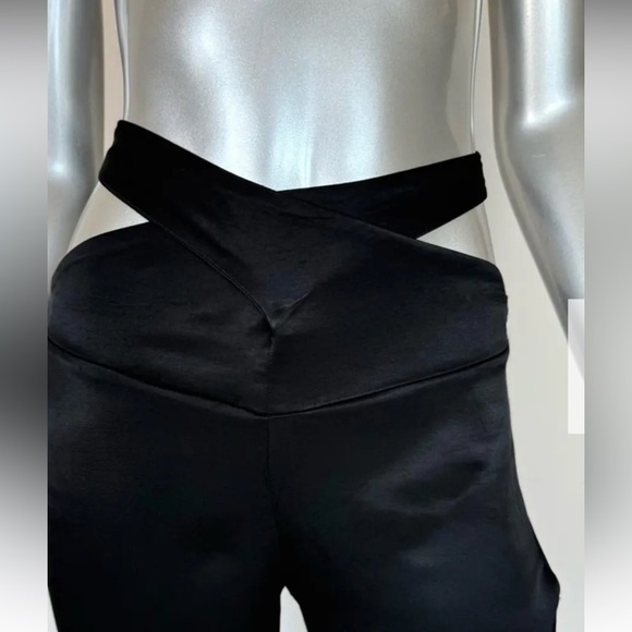 Zara Black Straight Leg Pants with High-Waisted Tie Design medium - Picture 2 of 11